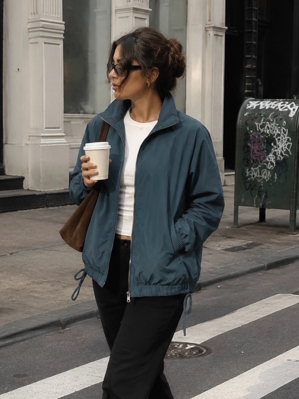Athleta Rise Anorak Windbreaker Jacket Side Bow Medium | Blue-Green